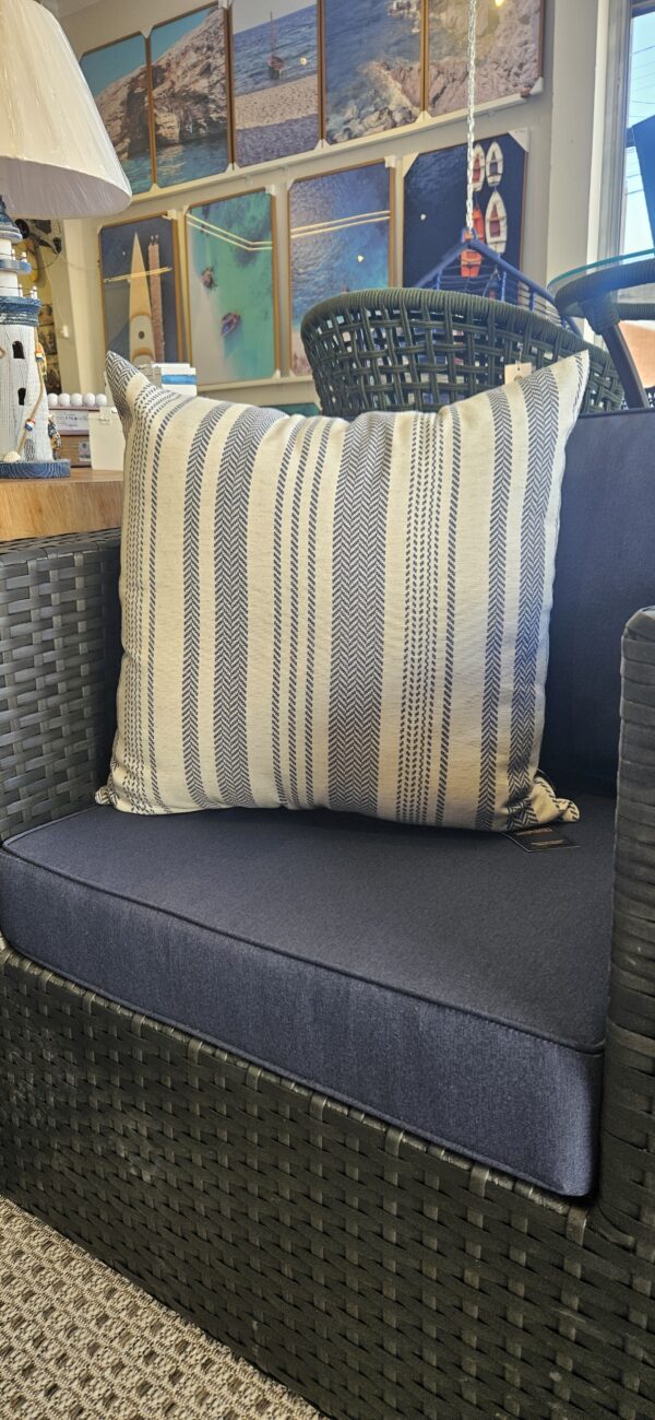 Almofada linho listrado azul  52X52