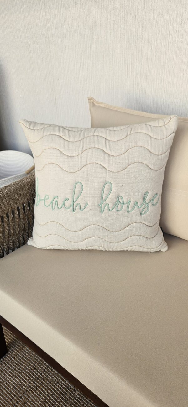 Almofada linho bordada Beach House  52X52