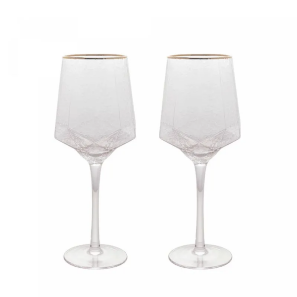 Conjunto 2 Taças de Cristal p/ Vinho c/ borda dourada 600ML - Image 2